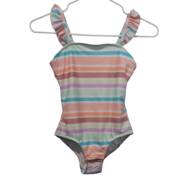 Cat & Jack Girls Multi Striped Swimsuit Size Medium (8) - Picture 1 of 6